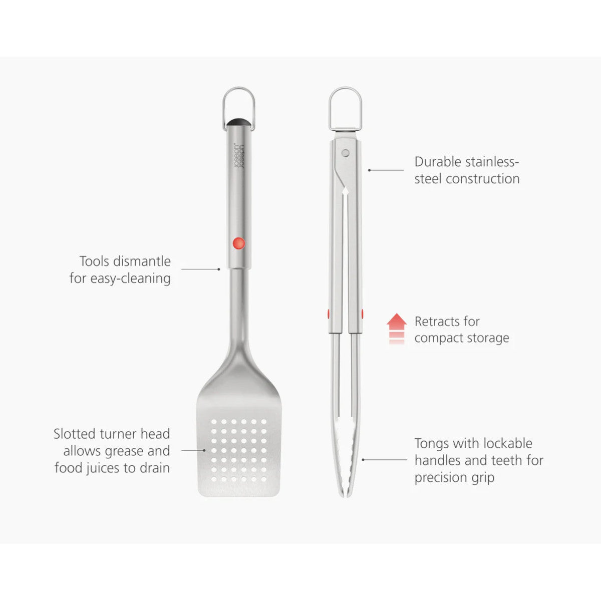 Joseph Joseph GrillOut™ Stainless-Steel BBQ Turner & Tongs Set 2-Piece