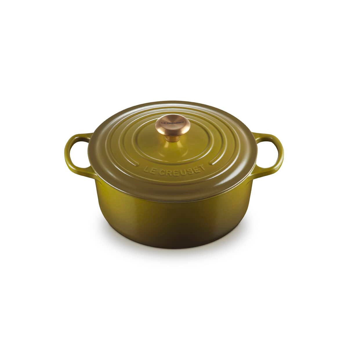 Le Creuset Signature Cast Iron Round Casserole with Gold Knob Olive 24cm (4.2L)