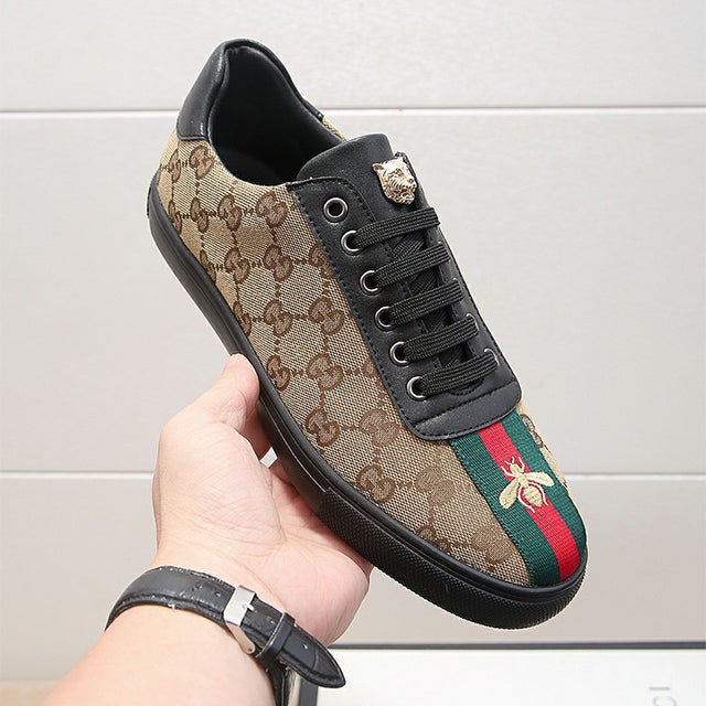 Men's Brown Leisure printed canvas heavy industry bee casual shoes