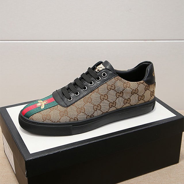 Men's Brown Leisure printed canvas heavy industry bee casual shoes