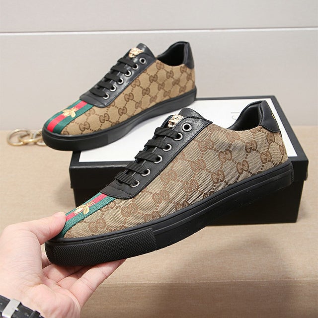 Men's Brown Leisure printed canvas heavy industry bee casual shoes