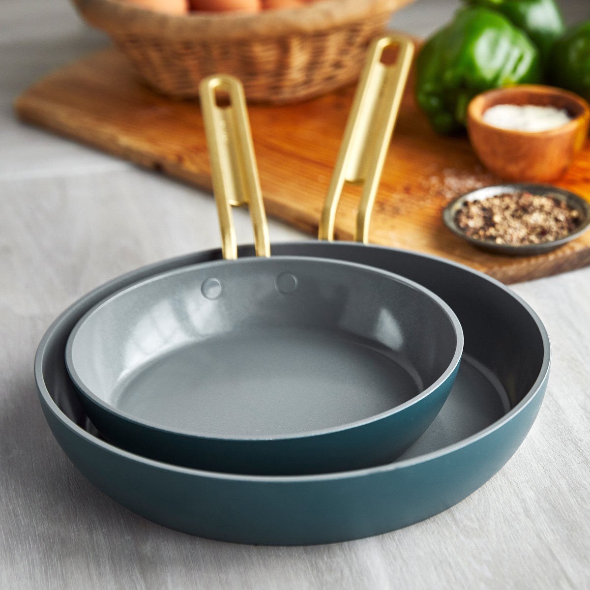 GreenPan™ Stanley Tucci™ Ceramic Nonstick Frypan Set Venetian Teal 20 & 26cm