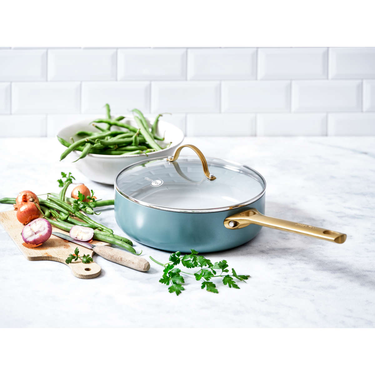 GreenPan Padova Saute Pan Smokey Blue 28cm
