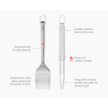 Joseph Joseph GrillOut™ Stainless-Steel BBQ Turner & Tongs Set 2-Piece