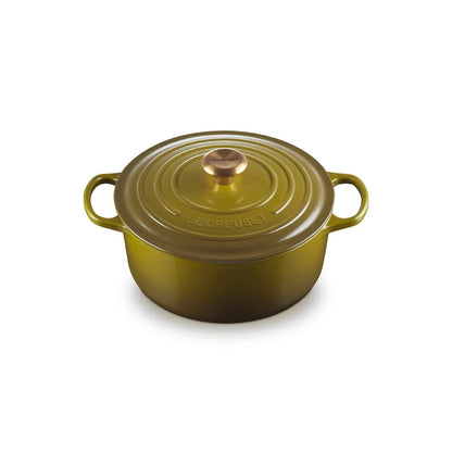 Le Creuset Signature Cast Iron Round Casserole with Gold Knob Olive 24cm (4.2L)