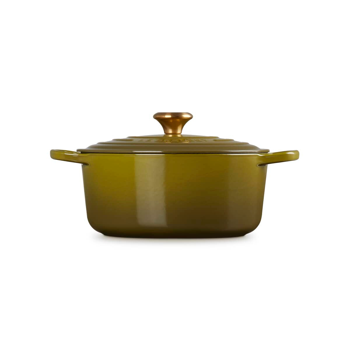 Le Creuset Signature Cast Iron Round Casserole with Gold Knob Olive 24cm (4.2L)