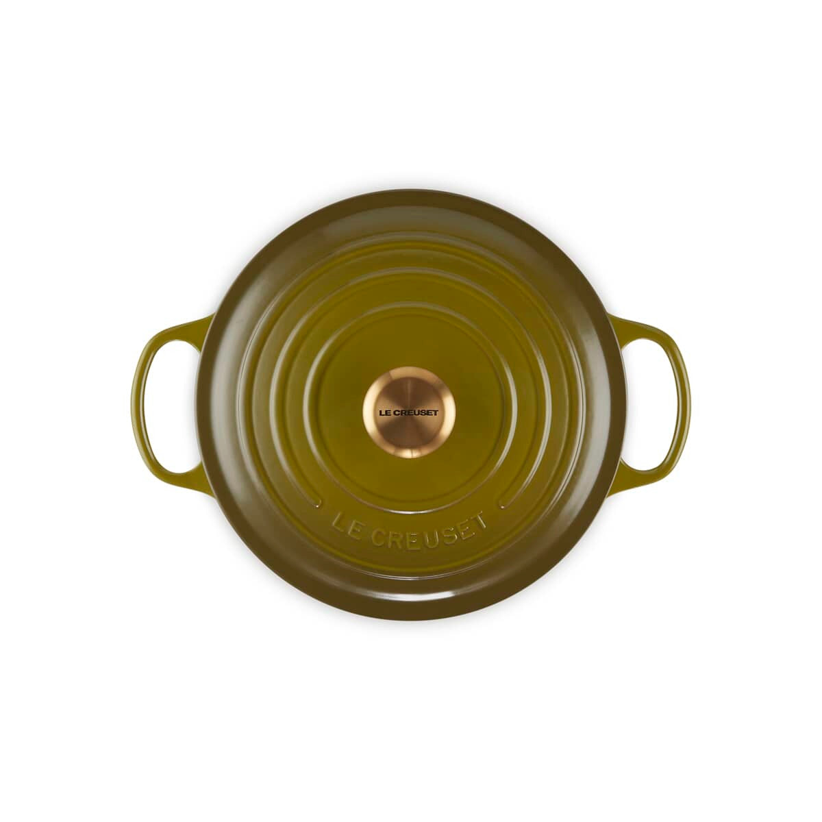Le Creuset Signature Cast Iron Round Casserole with Gold Knob Olive 24cm (4.2L)