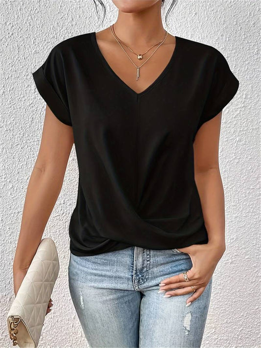 Avslappnad t-shirt - elegant kortärmad damtop