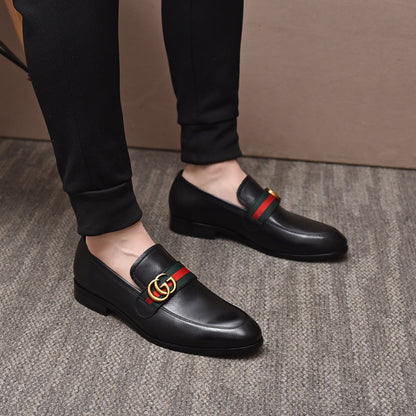 Gentleman Men's Shoes Leather Popular Classic Presbyterian Pattern Loafers G06