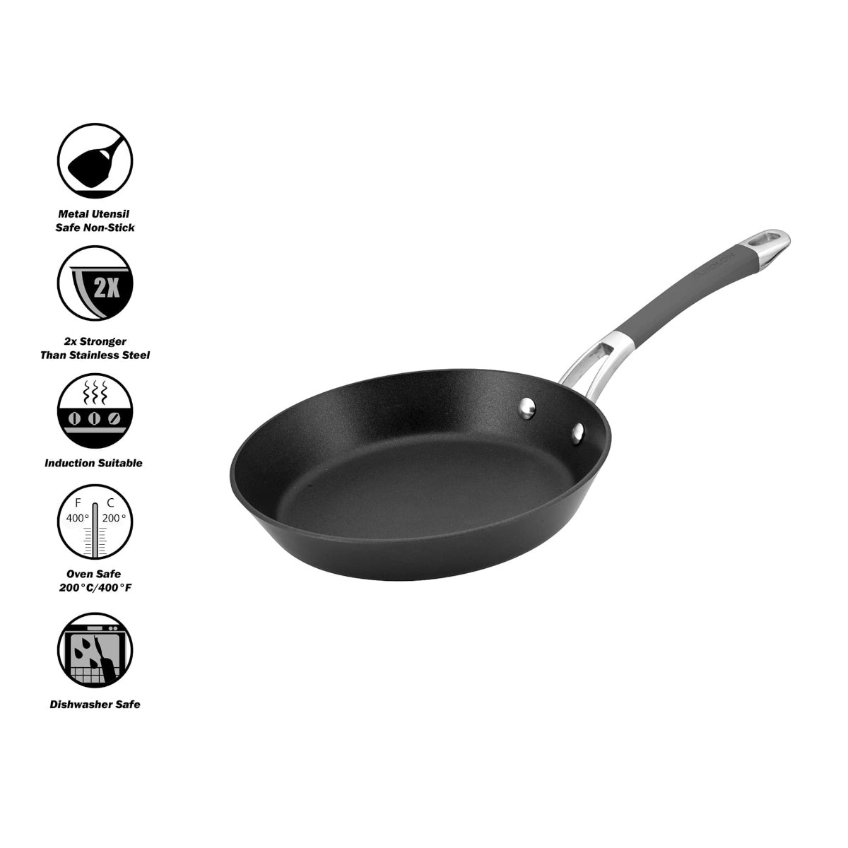 Anolon Endurance+ Nonstick Induction Open French Skillet Black 20cm