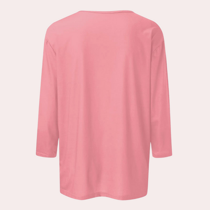 Dam t-shirt med 3/4 ärm - avslappnad och stilren topp för vardagsbruk