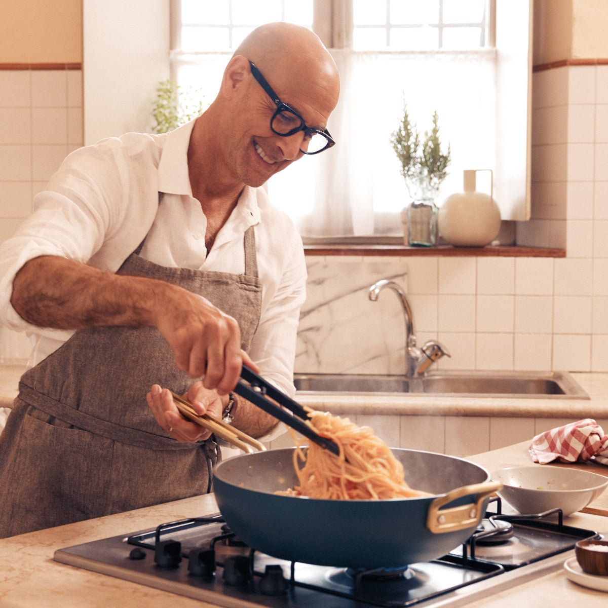 GreenPan™ Stanley Tucci™ Ceramic Nonstick Frypan with Lid Venetian Teal 33cm (6.15L)