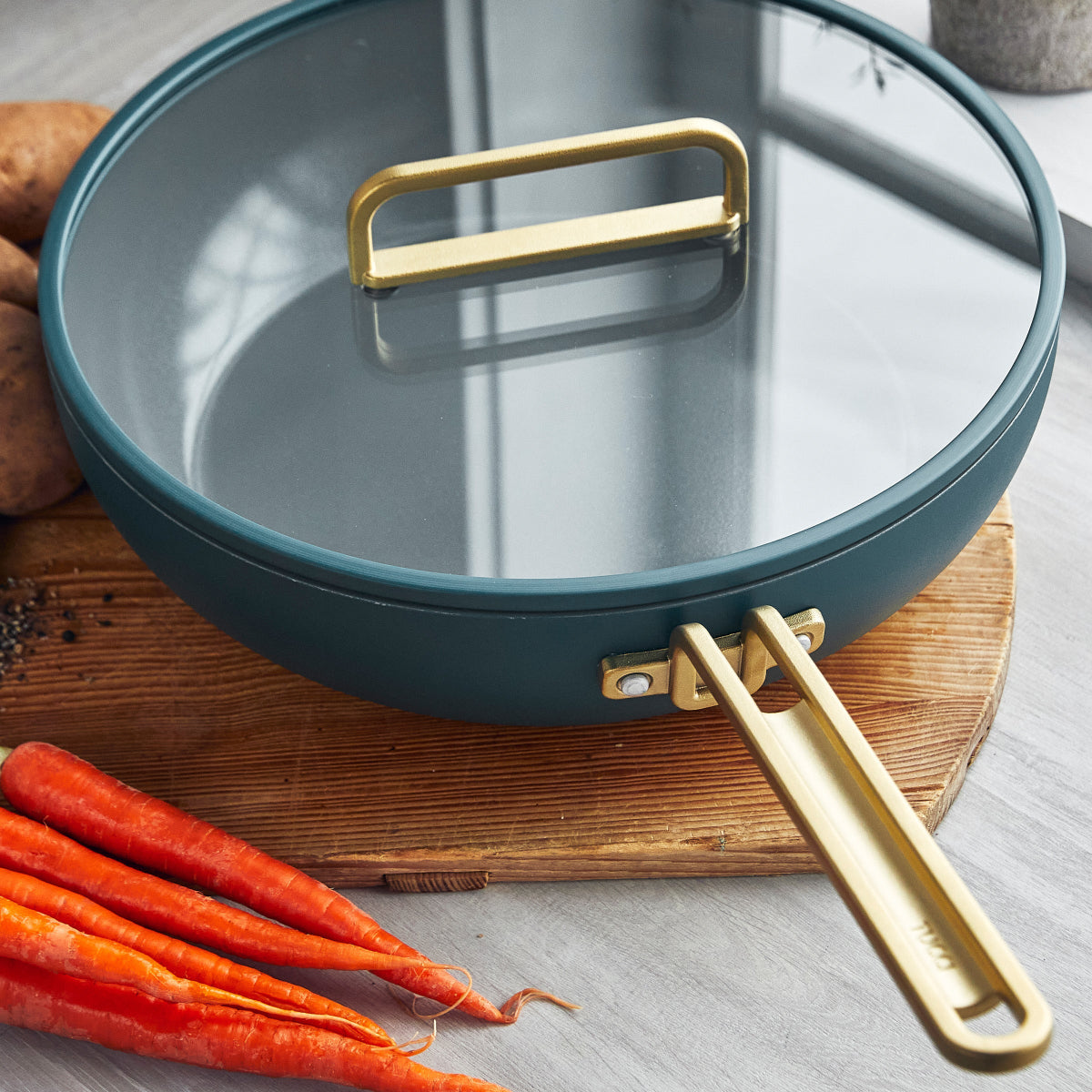 GreenPan™ Stanley Tucci™ Ceramic Nonstick Frypan with Lid Venetian Teal 33cm (6.15L)