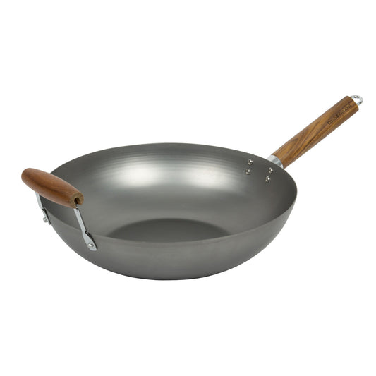 Davis & Waddell Asia One Carbon Steel Wok with Handle 35cm