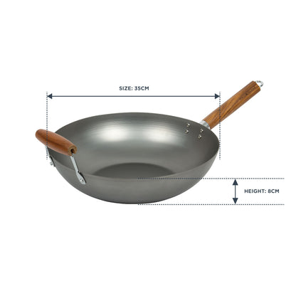 Davis & Waddell Asia One Carbon Steel Wok with Handle 35cm