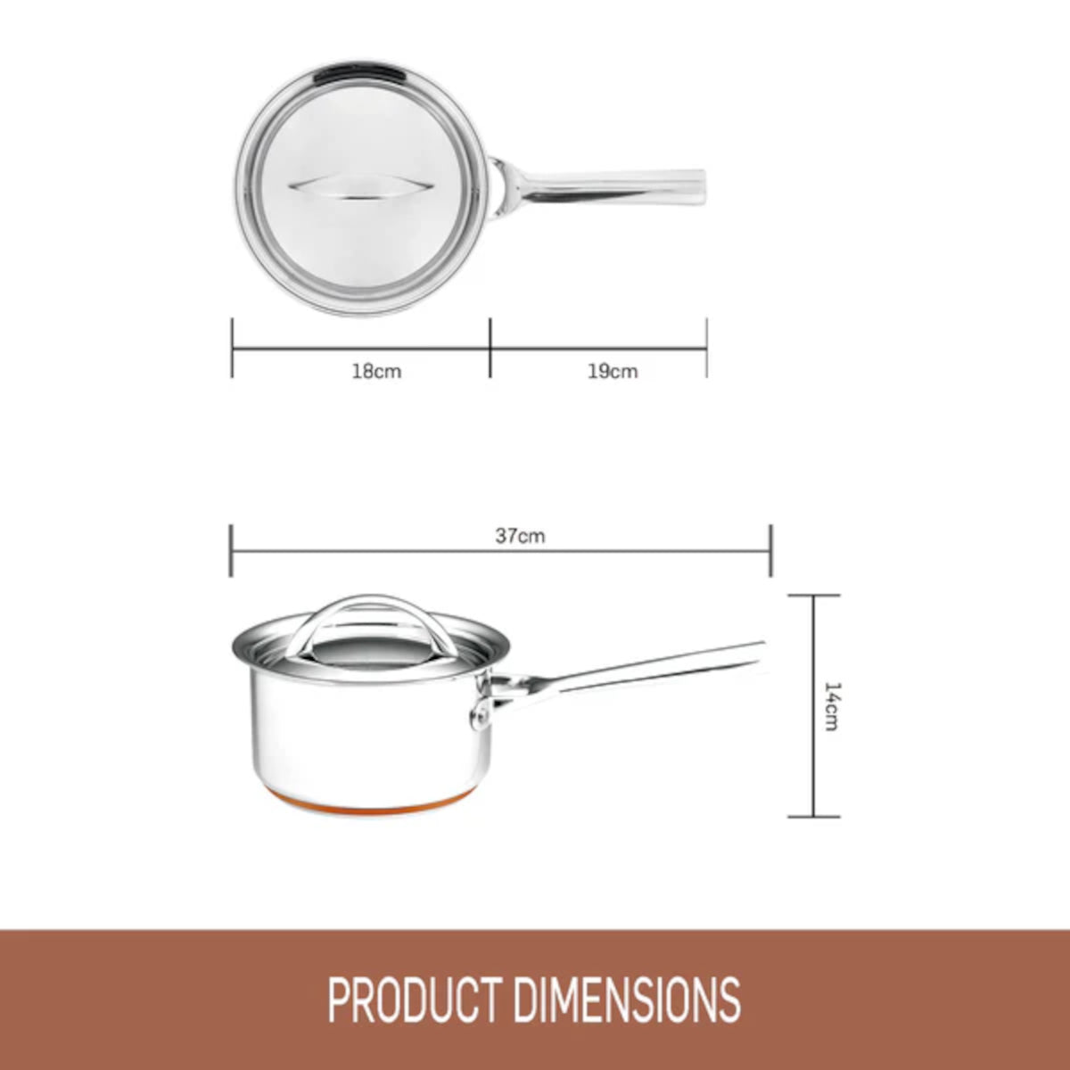 Essteele Per Vita Copper Base Stainless Steel Induction Covered Saucepan 18cm (2.8L)