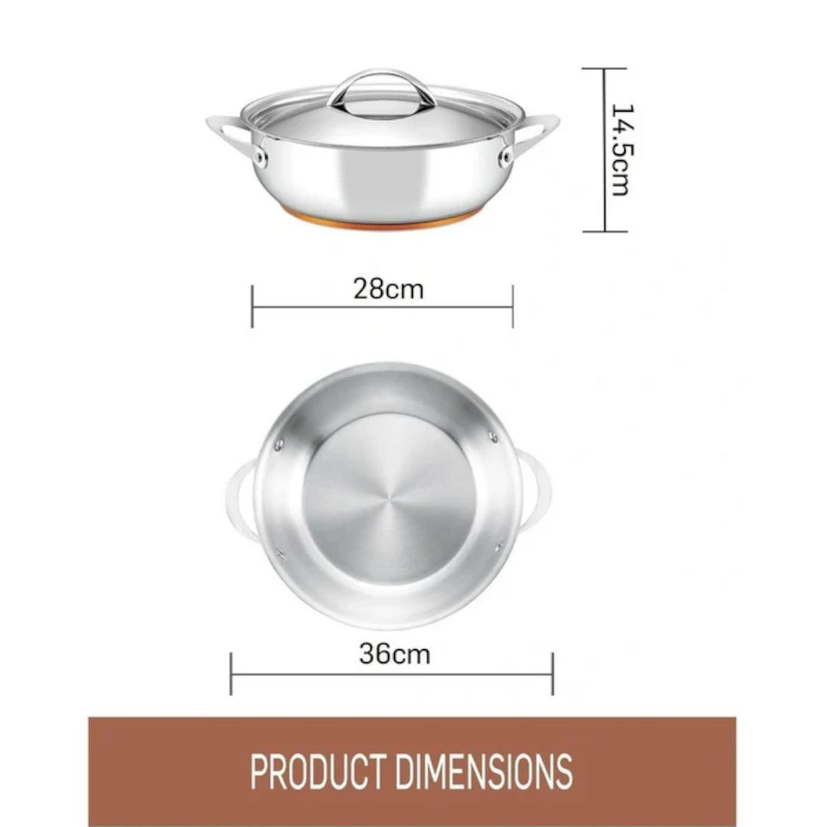 Essteele Per Vita Copper Base Stainless Steel Induction Covered Sauteuse 28cm (5.2L)