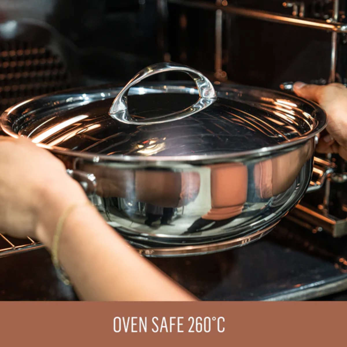 Essteele Per Vita Copper Base Stainless Steel Induction Covered Sauteuse 28cm (5.2L)
