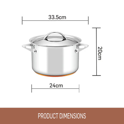 Essteele Per Vita Copper Base Stainless Steel Induction Covered Stockpot 24cm (7.1L)