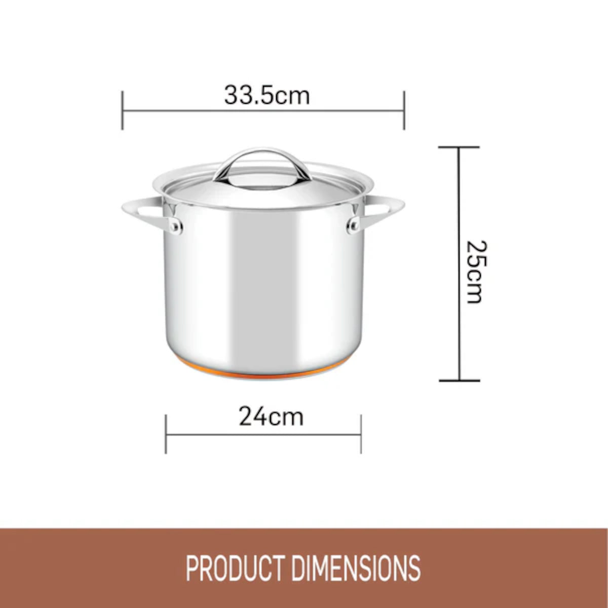 Essteele Per Vita Copper Base Stainless Steel Induction Covered Stockpot 24cm (9L)