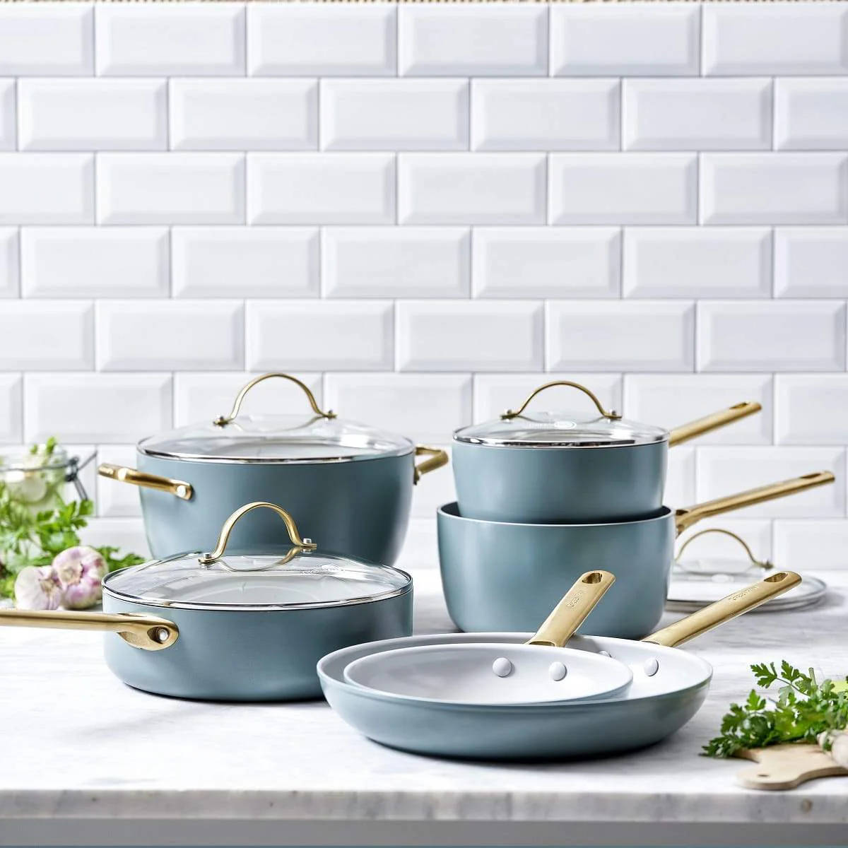 GreenPan Padova Cookware Set Smokey Blue (Set of 6)