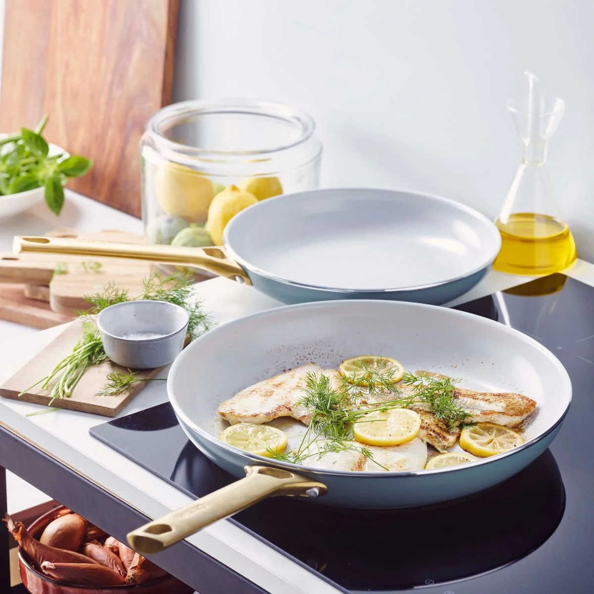 GreenPan Padova Frypan Set Smoke Blue 26cm & 30cm