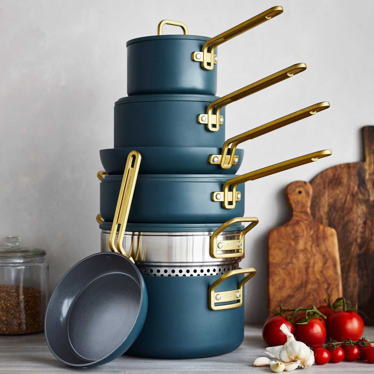 GreenPan™ Stanley Tucci™ Ceramic Nonstick Cookware Set Teal 7 Piece
