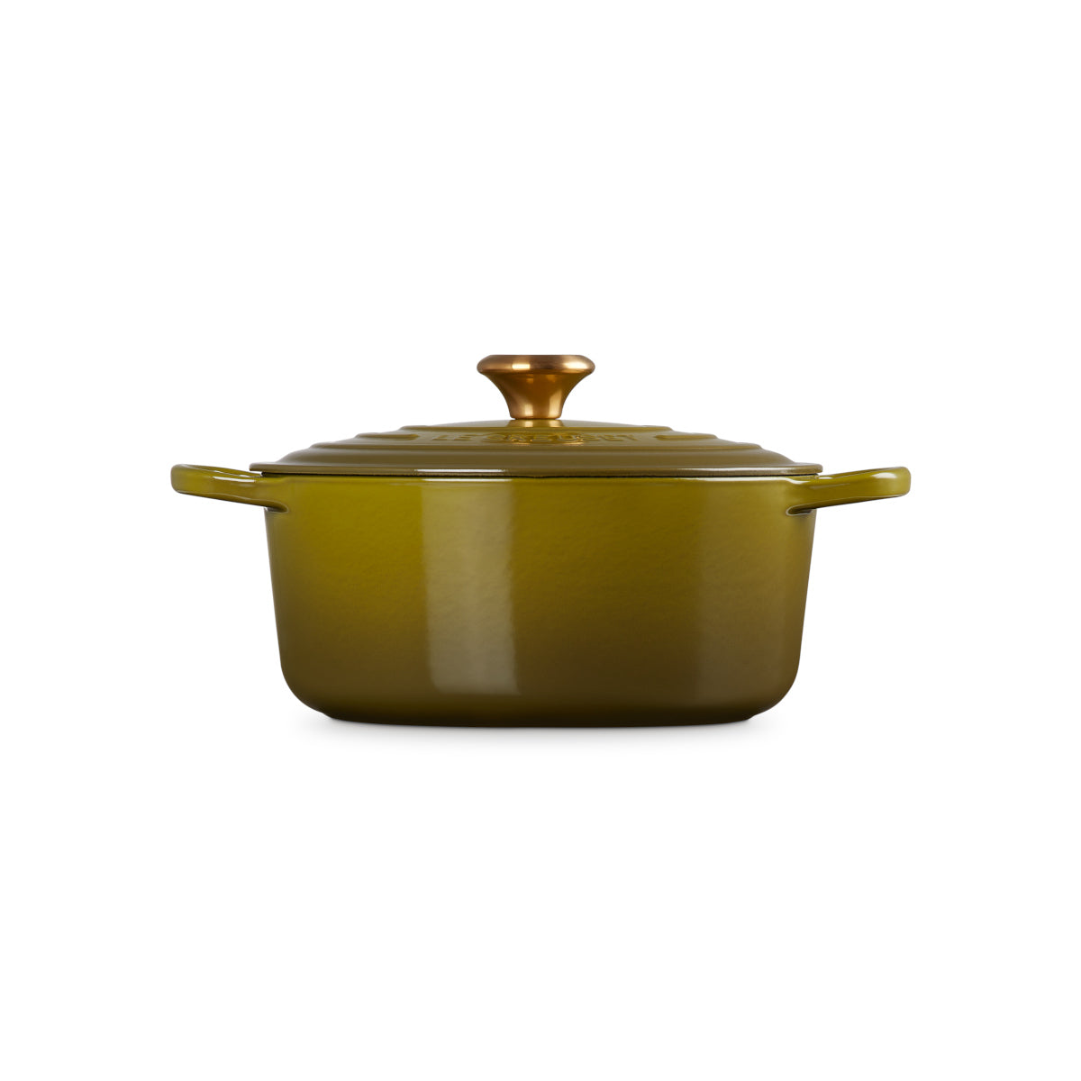 Le Creuset Signature Round Casserole Gold Knob Olive 26cm