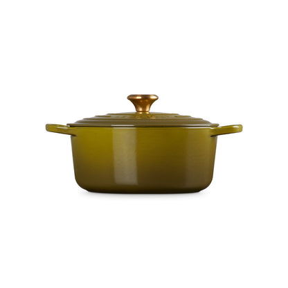 Le Creuset Signature Round Casserole Gold Knob Olive 26cm