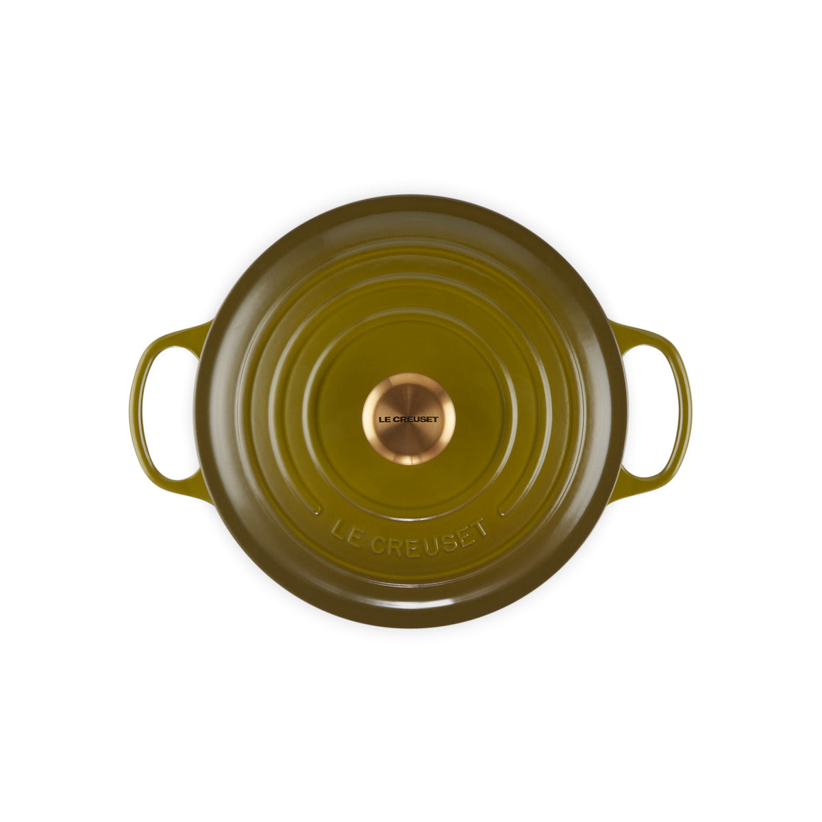 Le Creuset Signature Round Casserole Gold Knob Olive 26cm