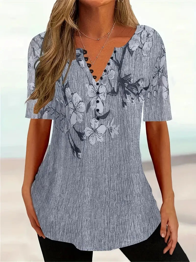 Herr t-shirt med blommotiv - lätt och casual för vardagen