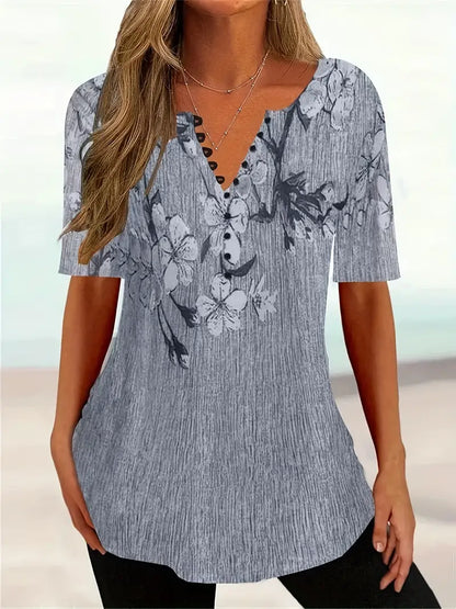 Herr t-shirt med blommotiv - lätt och casual för vardagen