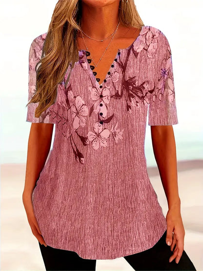 Herr t-shirt med blommotiv - lätt och casual för vardagen