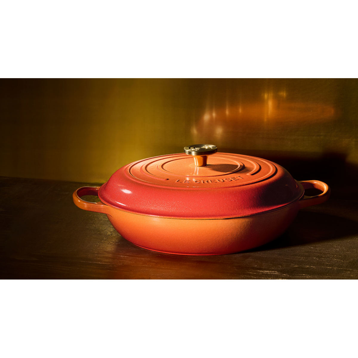 Le Creuset Signature Cast Iron Shallow Casserole Flamme Dorée 30cm (3.5L)