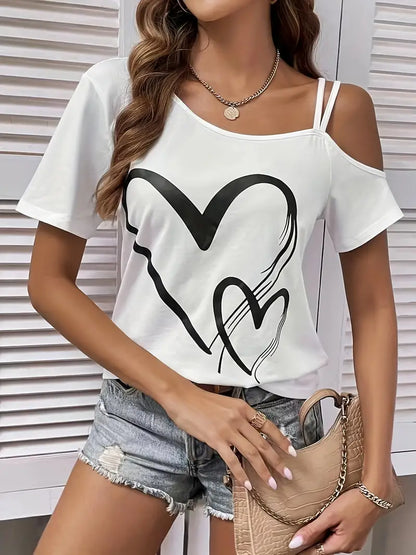 Dam t-shirt med kalla axlar – avslappnad passform för casual stil