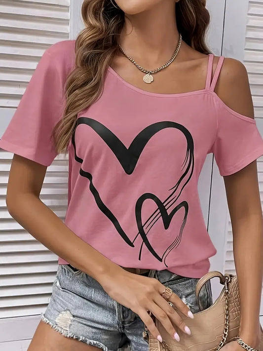 Dam t-shirt med kalla axlar – avslappnad passform för casual stil