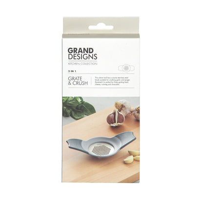 Grand Designs Grate & Crush 2 In 1 Garlic Crusher Grey/Silver