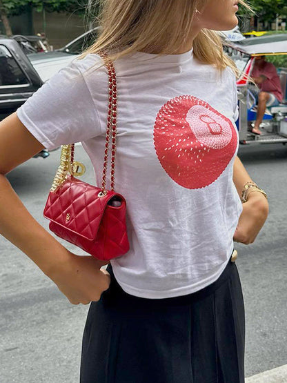8-boll t-shirt - vit t-shirt för avslappnat bruk