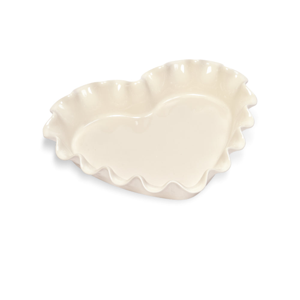Emile Henry Ruffled Heart Dish Clay
